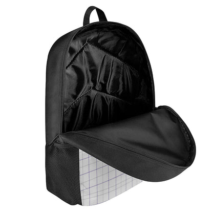 White Grey And Purple Tattersall Print 17 Inch Backpack