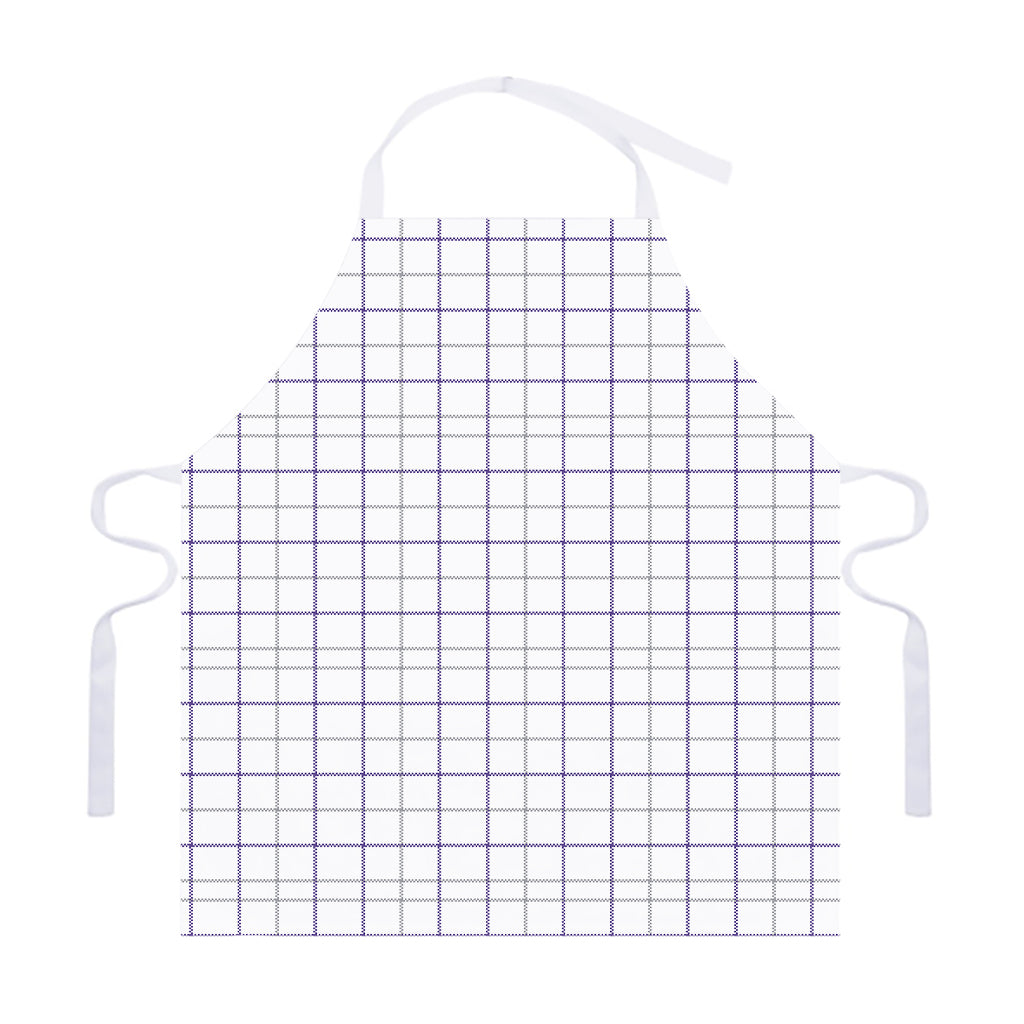 White Grey And Purple Tattersall Print Adjustable Apron
