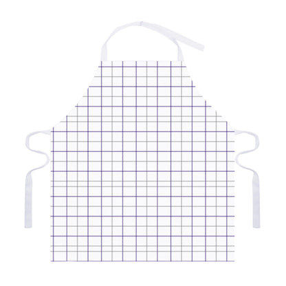 White Grey And Purple Tattersall Print Adjustable Apron
