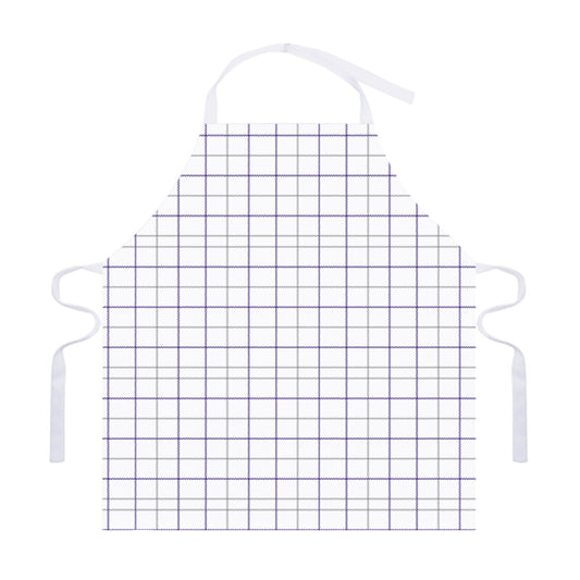 White Grey And Purple Tattersall Print Adjustable Apron