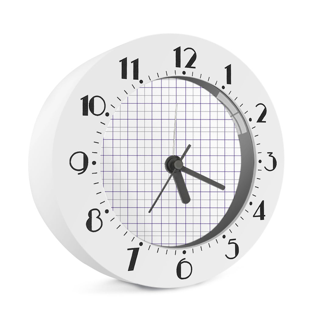 White Grey And Purple Tattersall Print Alarm Clock