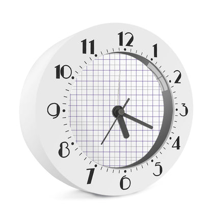 White Grey And Purple Tattersall Print Alarm Clock