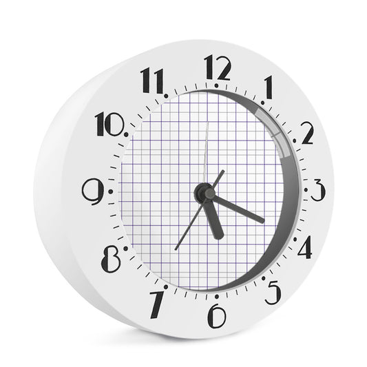 White Grey And Purple Tattersall Print Alarm Clock