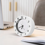 White Grey And Purple Tattersall Print Alarm Clock