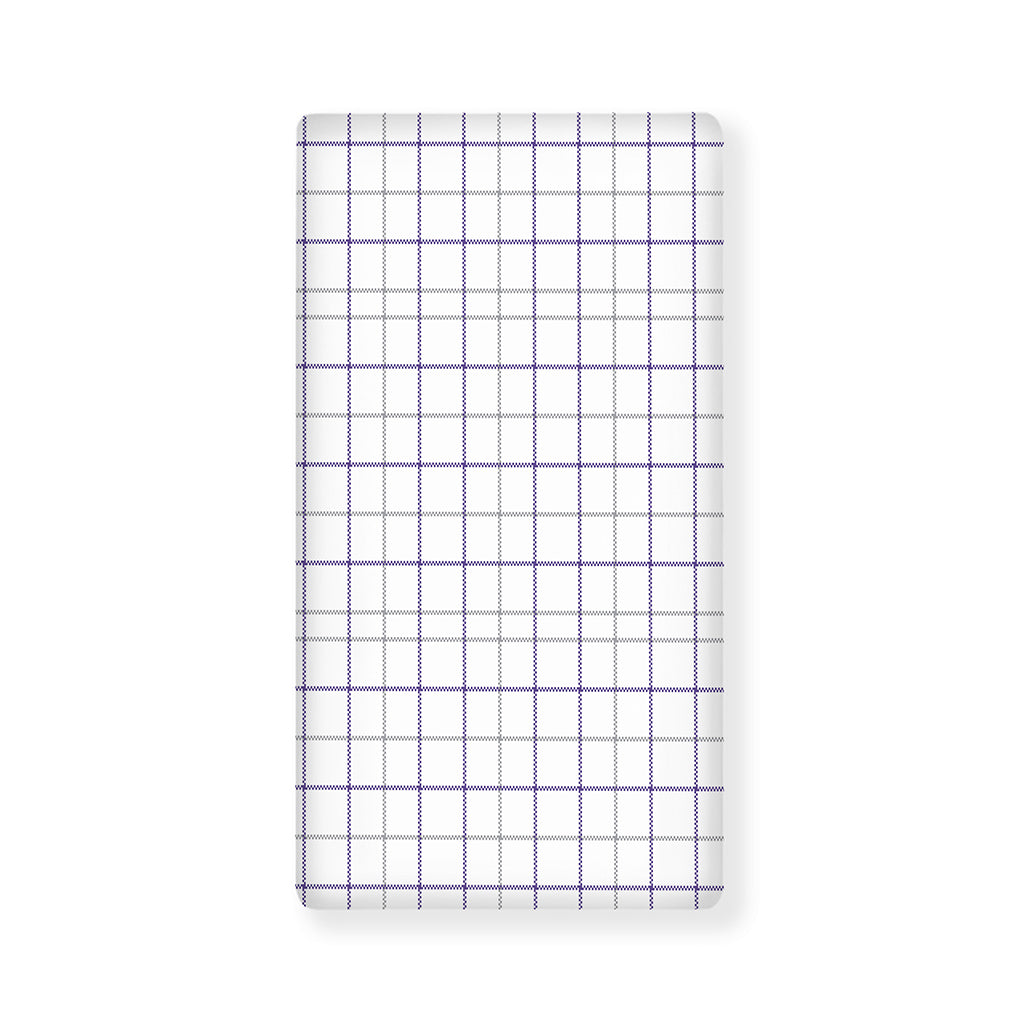 White Grey And Purple Tattersall Print Baby Crib Sheet