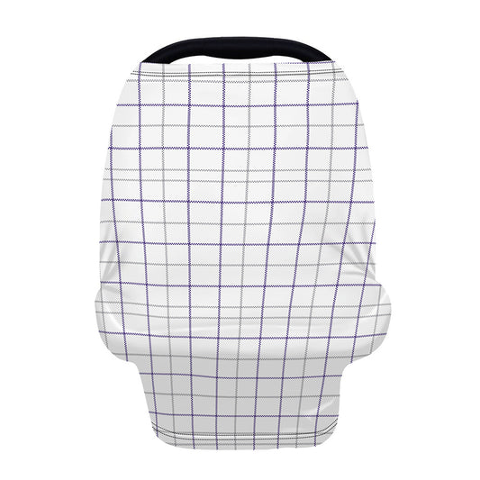 White Grey And Purple Tattersall Print Baby Seat Cover