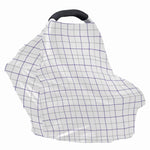White Grey And Purple Tattersall Print Baby Seat Cover