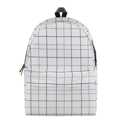 White Grey And Purple Tattersall Print Backpack