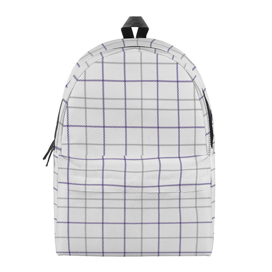 White Grey And Purple Tattersall Print Backpack