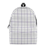 White Grey And Purple Tattersall Print Backpack