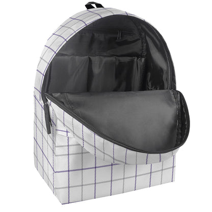 White Grey And Purple Tattersall Print Backpack