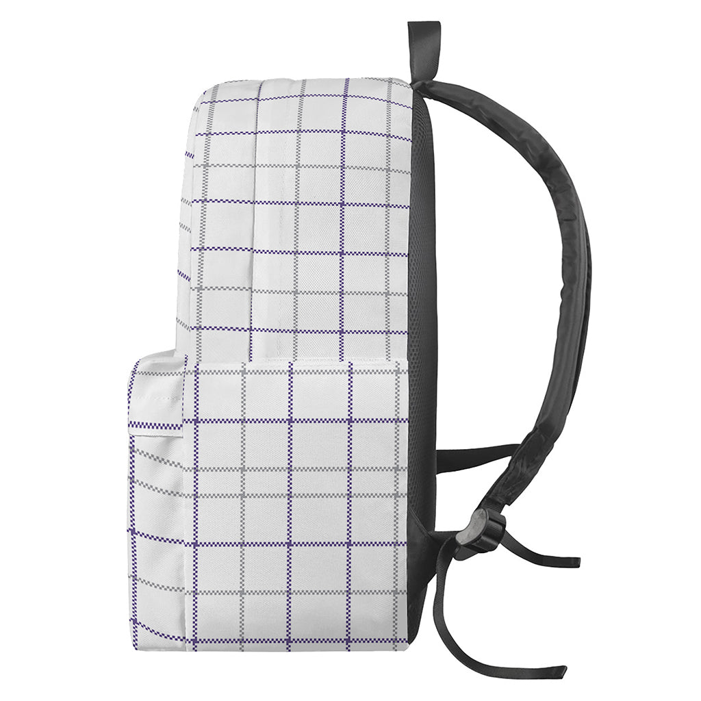 White Grey And Purple Tattersall Print Backpack