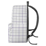 White Grey And Purple Tattersall Print Backpack