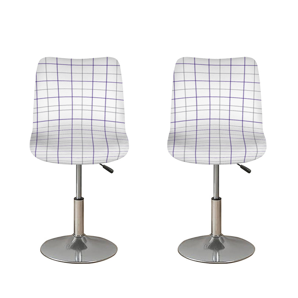 White Grey And Purple Tattersall Print Bar Stool Covers