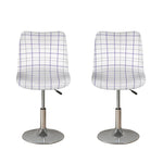 White Grey And Purple Tattersall Print Bar Stool Covers