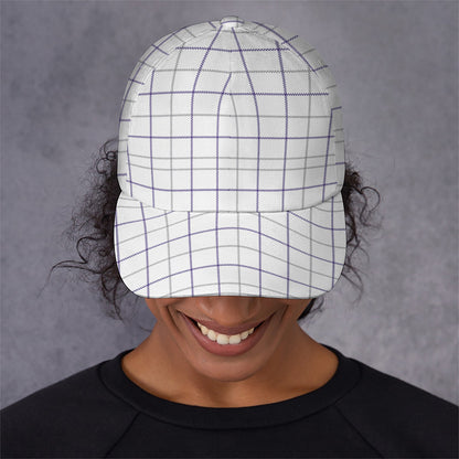 White Grey And Purple Tattersall Print Baseball Cap