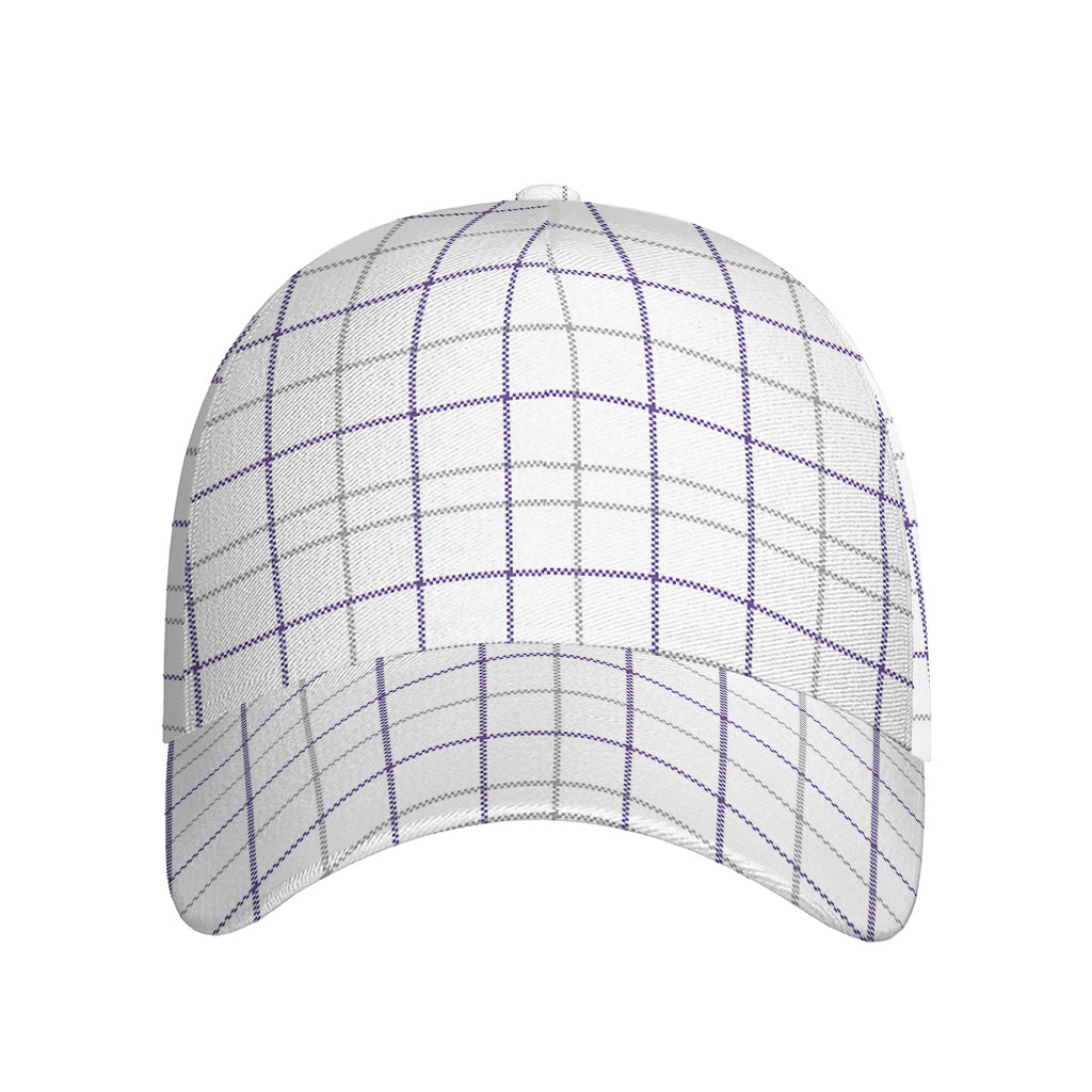 White Grey And Purple Tattersall Print Baseball Cap