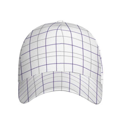 White Grey And Purple Tattersall Print Baseball Cap