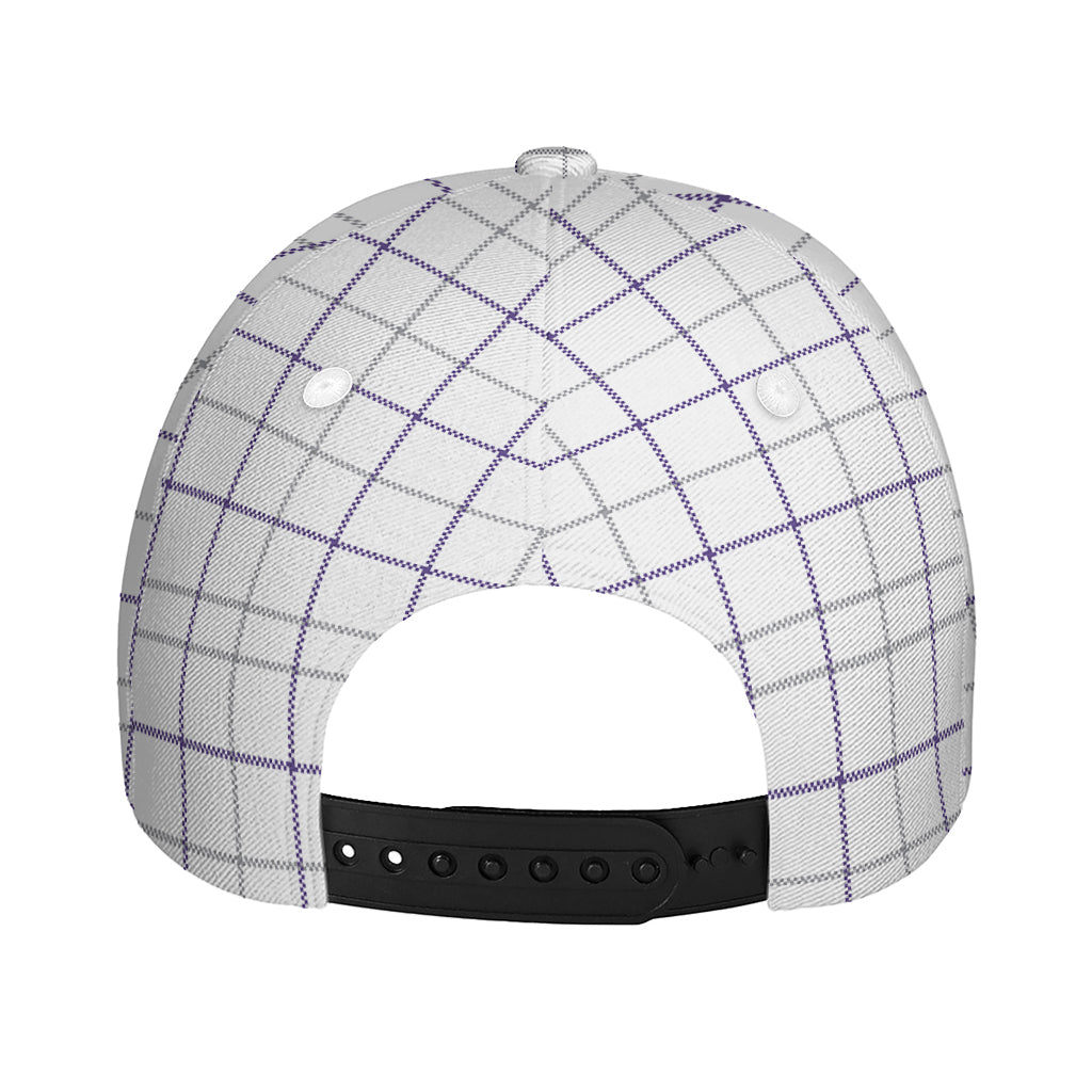 White Grey And Purple Tattersall Print Baseball Cap