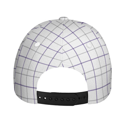 White Grey And Purple Tattersall Print Baseball Cap