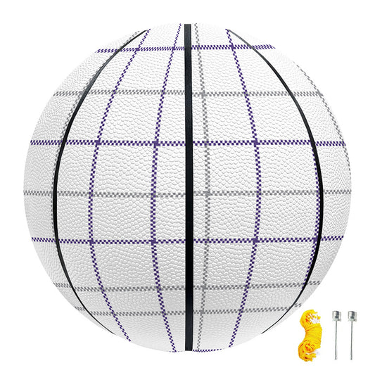 White Grey And Purple Tattersall Print Basketball
