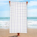 White Grey And Purple Tattersall Print Beach Towel
