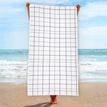 White Grey And Purple Tattersall Print Beach Towel