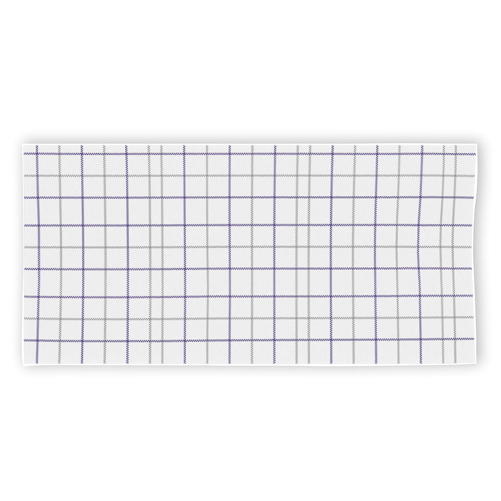 White Grey And Purple Tattersall Print Beach Towel