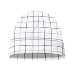 White Grey And Purple Tattersall Print Beanie