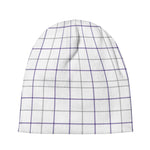 White Grey And Purple Tattersall Print Beanie