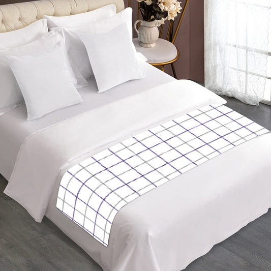 White Grey And Purple Tattersall Print Bed Runner