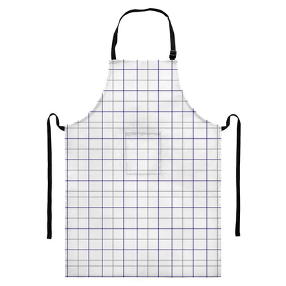White Grey And Purple Tattersall Print Bib Apron With Pocket