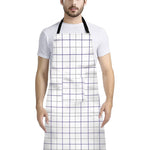 White Grey And Purple Tattersall Print Bib Apron With Pocket