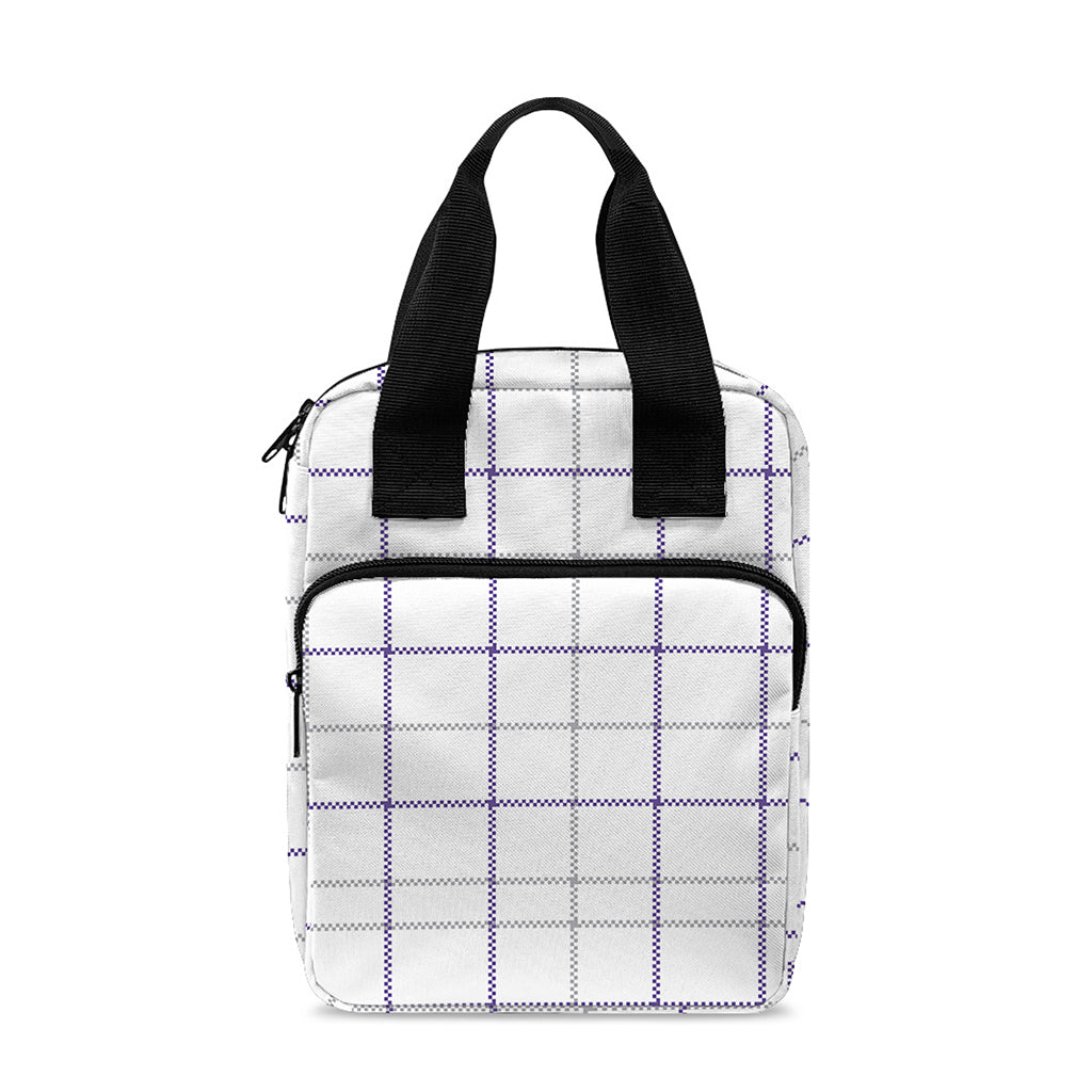 White Grey And Purple Tattersall Print Bible Tote Bag