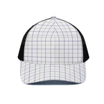 White Grey And Purple Tattersall Print Black Mesh Trucker Cap