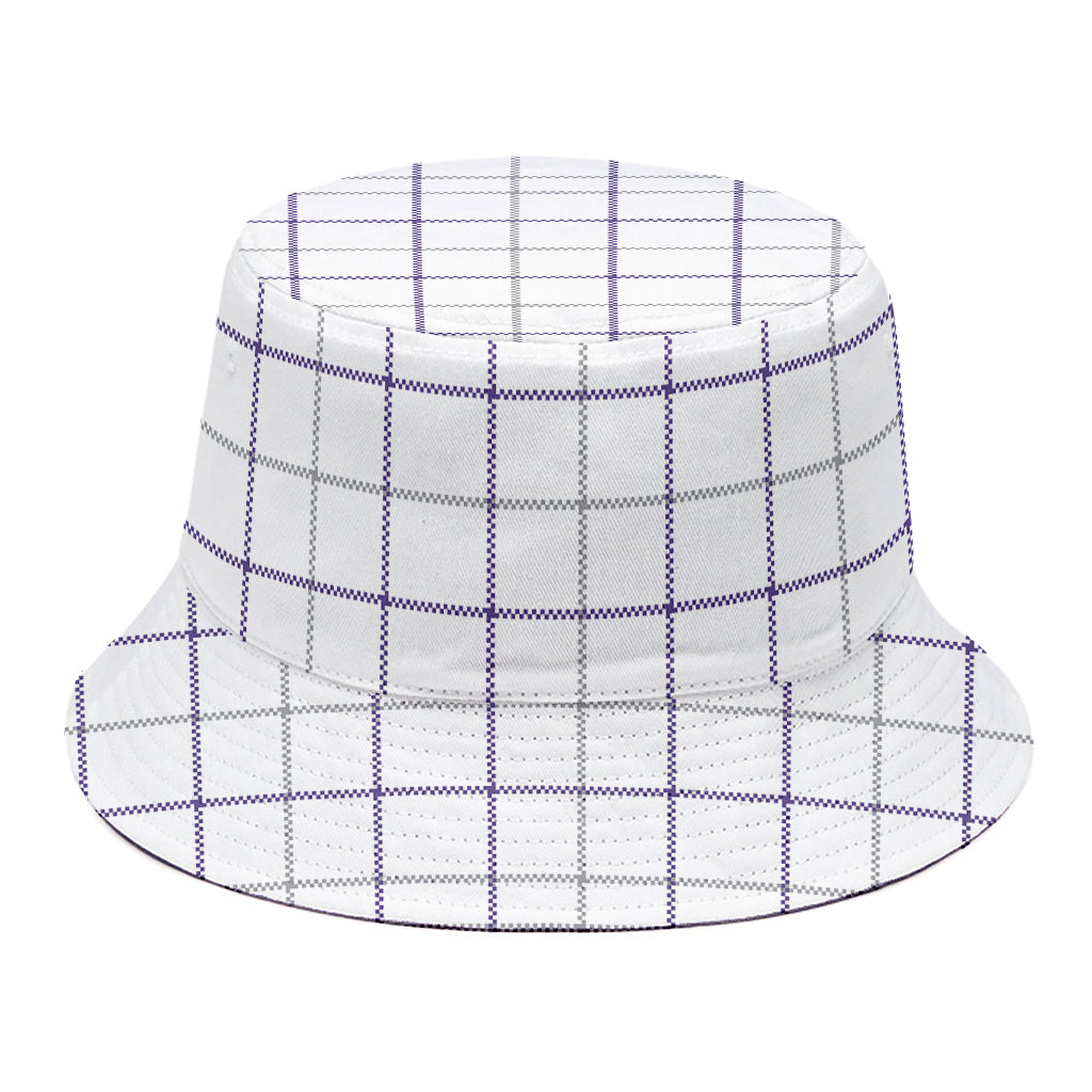 White Grey And Purple Tattersall Print Bucket Hat