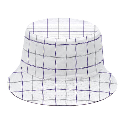White Grey And Purple Tattersall Print Bucket Hat