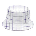 White Grey And Purple Tattersall Print Bucket Hat