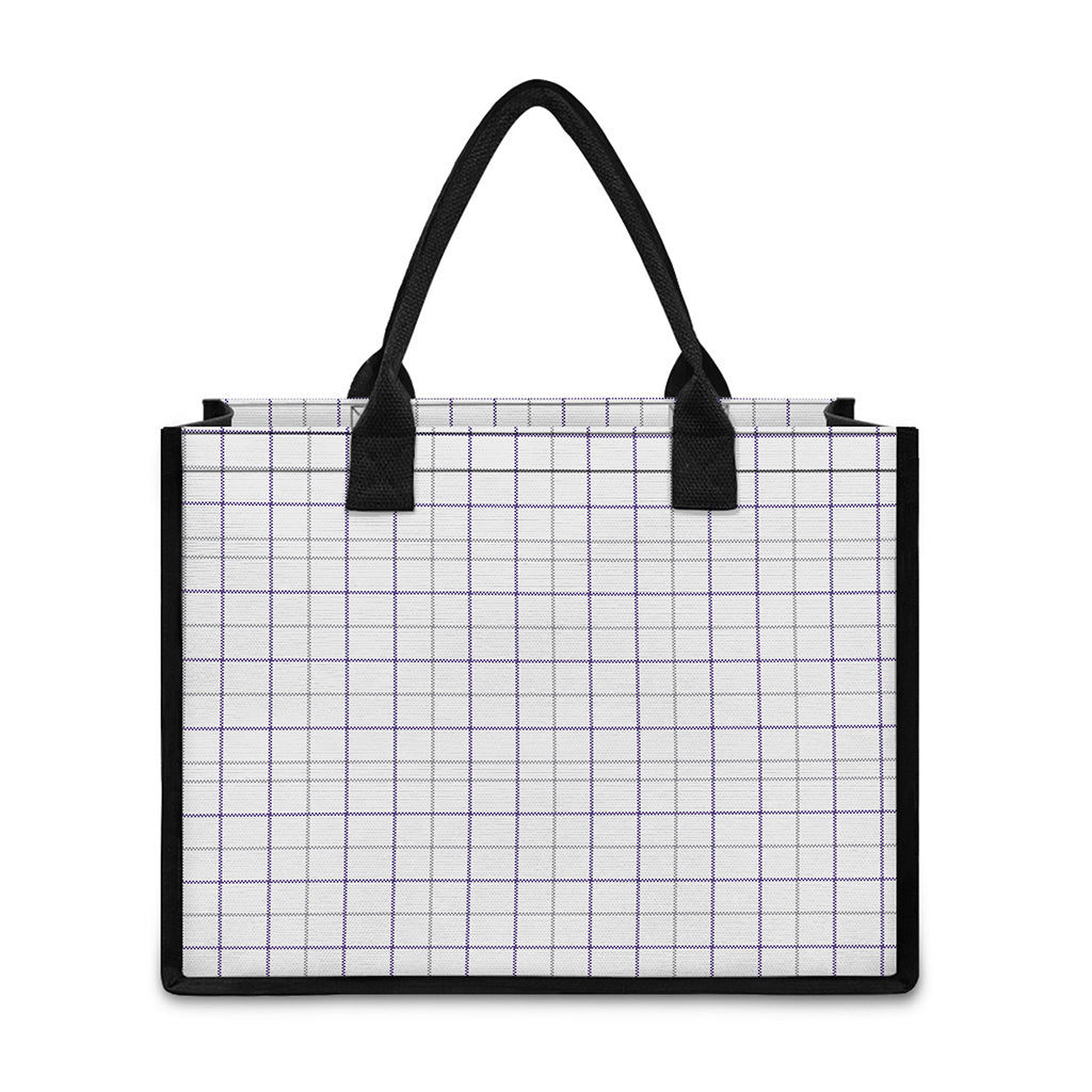 White Grey And Purple Tattersall Print Canvas Tote Bag
