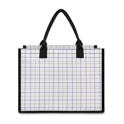 White Grey And Purple Tattersall Print Canvas Tote Bag