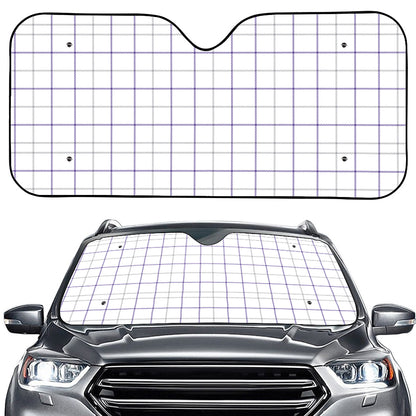 White Grey And Purple Tattersall Print Car Windshield Sun Shade