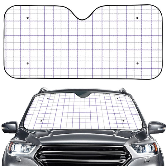 White Grey And Purple Tattersall Print Car Windshield Sun Shade