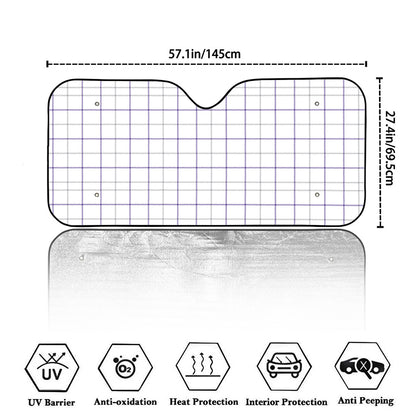 White Grey And Purple Tattersall Print Car Windshield Sun Shade