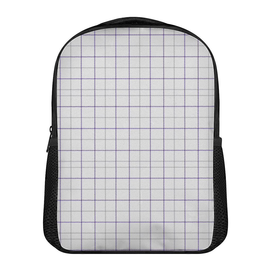 White Grey And Purple Tattersall Print Casual Backpack