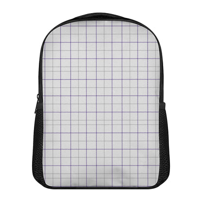 White Grey And Purple Tattersall Print Casual Backpack
