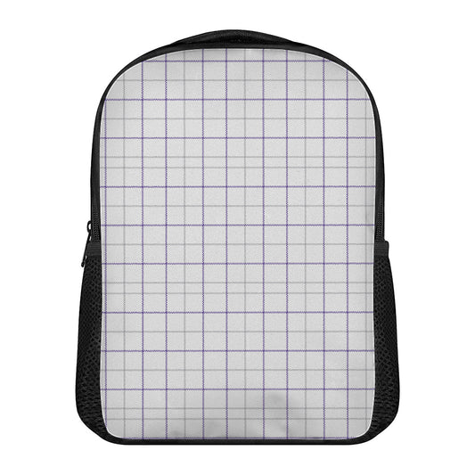 White Grey And Purple Tattersall Print Casual Backpack