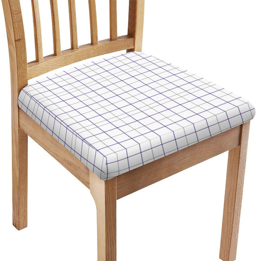 White Grey And Purple Tattersall Print Chair Cushion Cover
