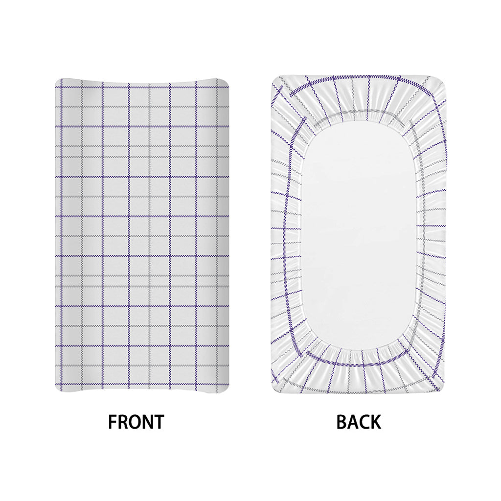 White Grey And Purple Tattersall Print Changing Pad Cover