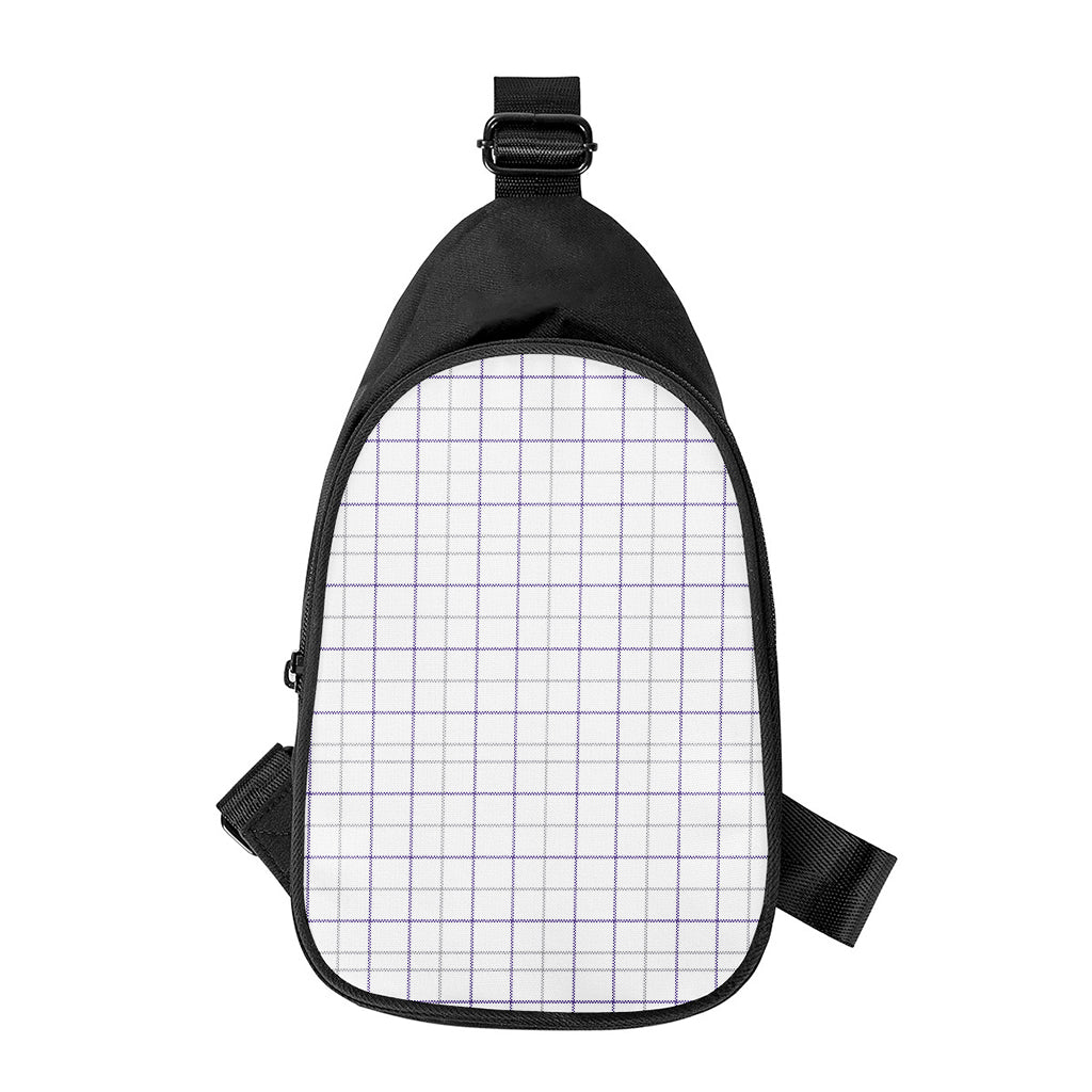 White Grey And Purple Tattersall Print Chest Bag