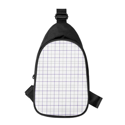 White Grey And Purple Tattersall Print Chest Bag